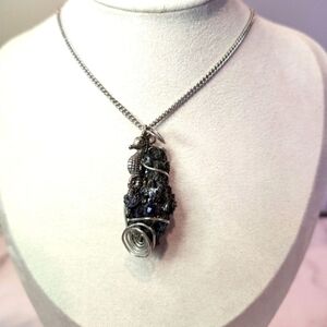 Whimsigoth Handcrafted Crystal Bismuth Necklace with Silver Seahorse